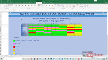 Excel Data Validation and conditional Formatting