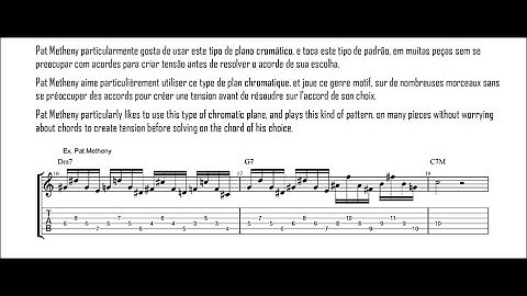Pat METHENY example of a chromatic phrase on II V I