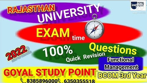 Functional Management 2022 Important questions Bcom 3rd year Rajasthan University