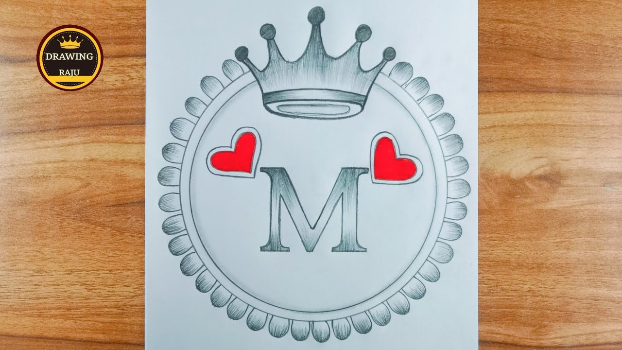 How to make Beautiful M letter circle drawing|| simple drawing of M letter drawing with art