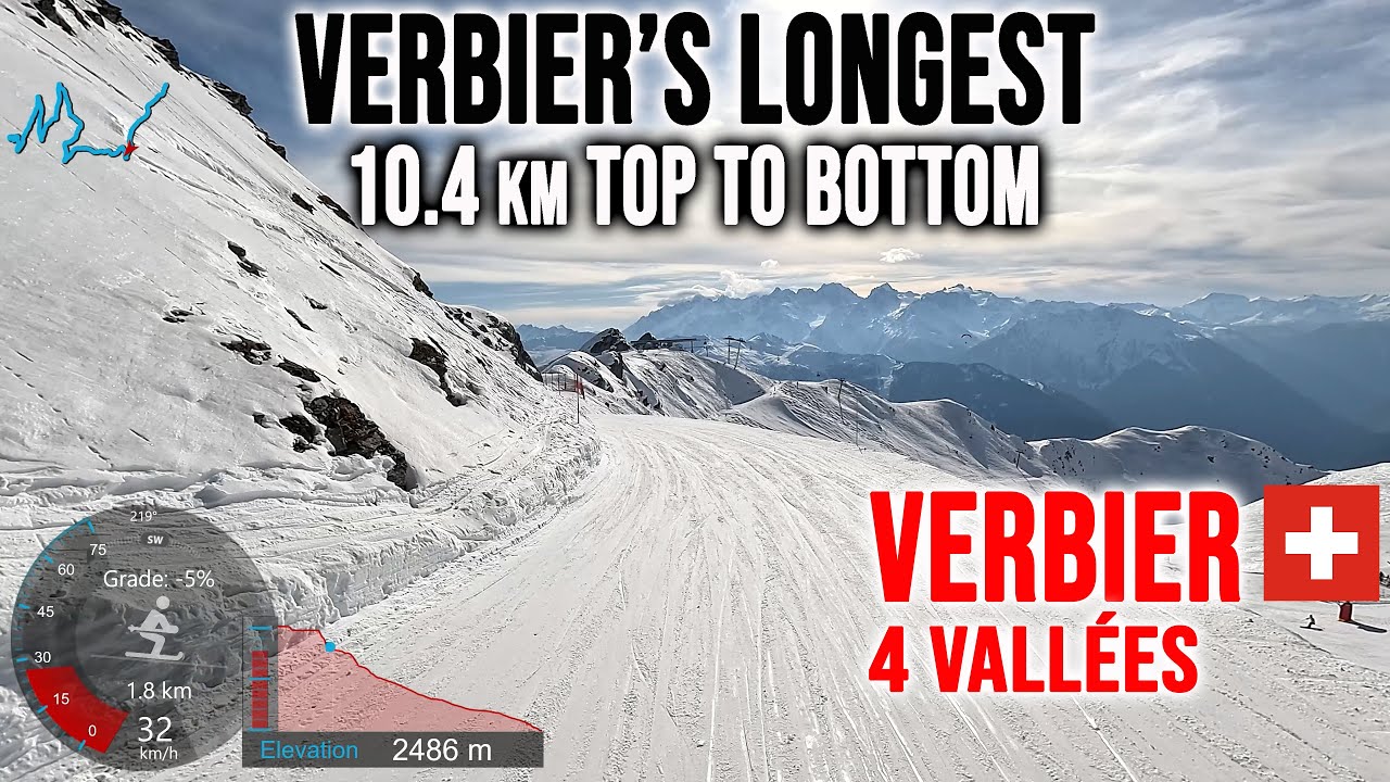 [4K] Skiing Verbier's Longest 10.4 km Top to Bottom - Visit End, 4Vallées Switzerland, GoPro HERO13