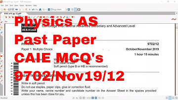 Physics AS: Past Paper CAIE MCQ