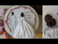 طريقة تطريز 🧵طارة الزفاف للعريس والعروسة/طريقة تطريز الشعر Hair embroidery/Bridal hoop embroidery