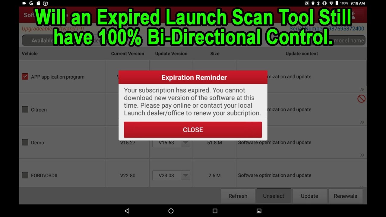 Will a Launch Scan Tool Work after it Expires.