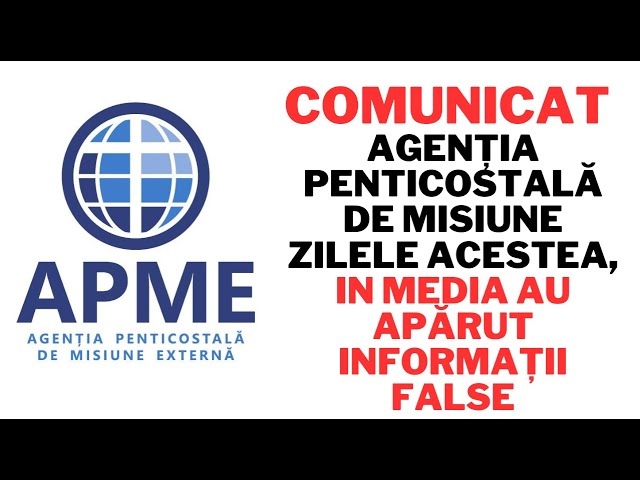 COMUNICAT – Agenția Penticostală de Misiune Zilele acestea, in media au apărut informații false class=