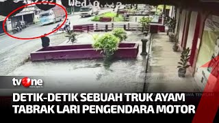 Truk Ayam Tabrak Lari Pengendara Motor Terekam CCTV | Kabar Petang tvOne