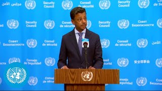 Security Council President (Bahrain) on Lebanon - Security Council Media Stakeout | United Nations