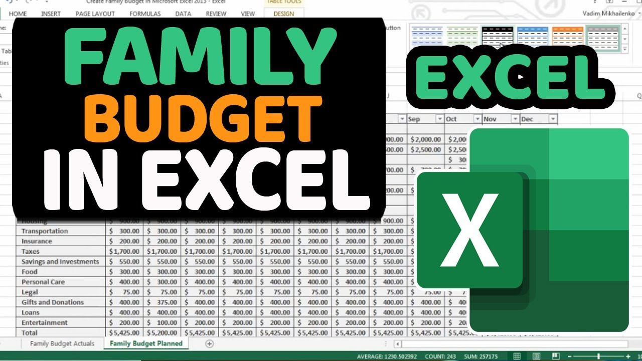 creating a household budget ion excel