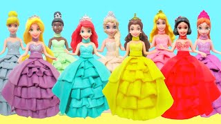 Play Doh Dresses Disney Princess  Belle Ariel Tiana Rapunzel Cinderella Elsa Anna