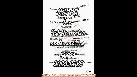 MJPRU bsc 3st Semester mathematics paper 2024-2025