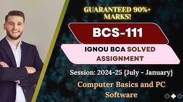 BCS-111 Solved Assignment 2024-25 || 1st Semester || IGNOU BCA_NEW  #ignou #bca #assignment