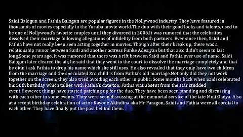 Saidi and Fathia Balogun Back Together