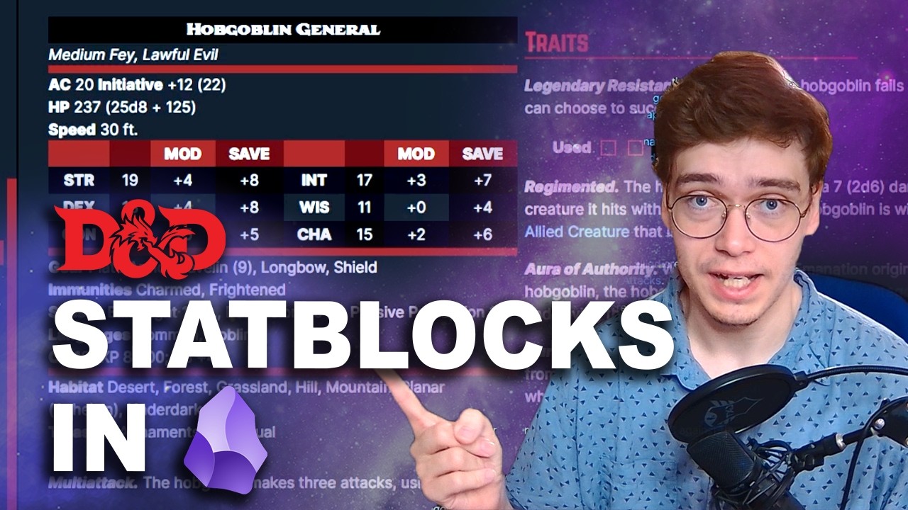 5E Statblocks in Obsidian (with the SRD vault) - YouTube