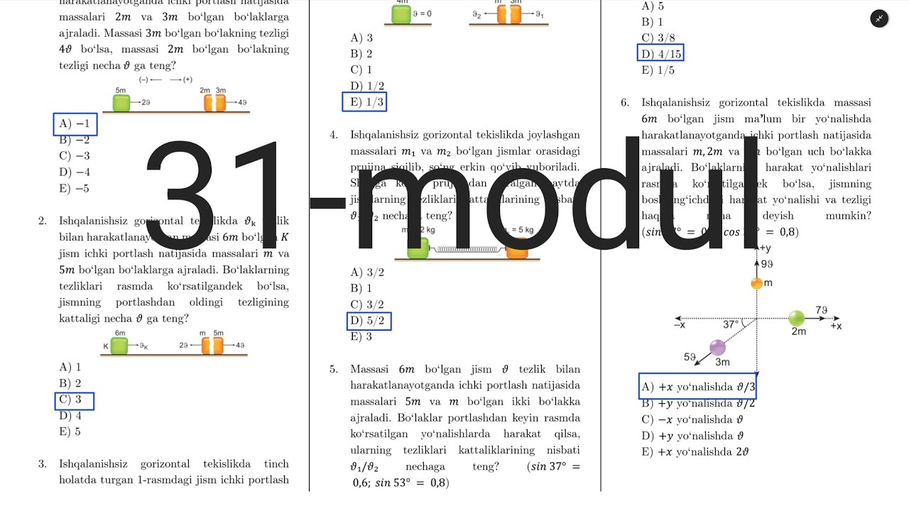 31- modul yechimlari. Turkcha Ayt-fizika tarjima kitobi