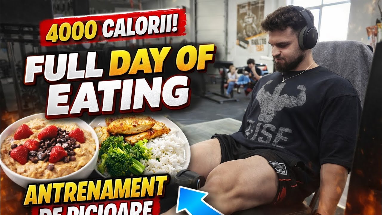 Full Day of Eating (4000kcal)📈 + Antrenament de Picioare 🏋🏼‍♂️