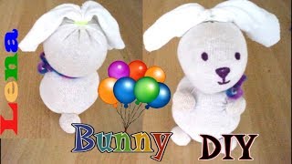 Socken Hasen machen  How to make a sock Bunny DIY  зайчик из носков своими руками