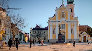 Walking In Györ, Hungary - Baroque Downtown January 2022 | 4K Hdr 60 Fps | Asmr