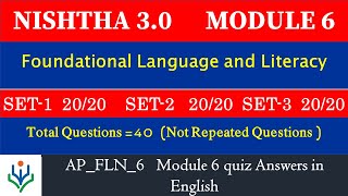 Nishtha 3.0 Module 6 Quiz Answers in English |Foundational Language and Literacy Quiz |Diksha Quiz