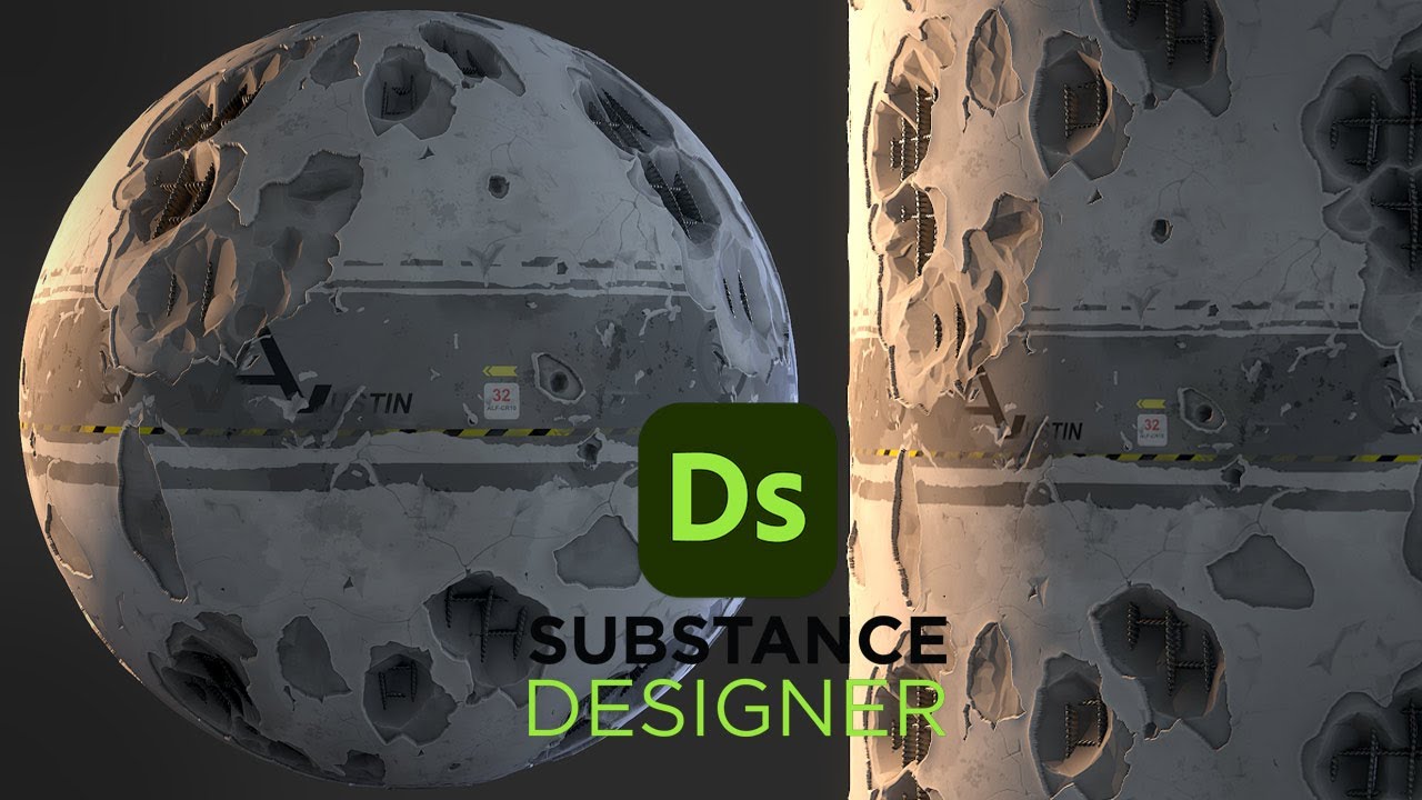 Stylized Damaged Concrete - Substance 3D Designer - YouTube