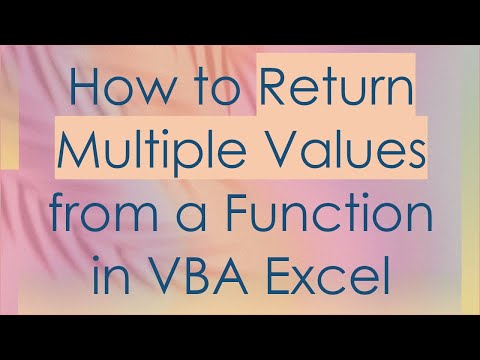 How to Return Multiple Values from a Function in VBA Excel