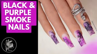 BLACK & PURPLE SMOKE NAILS ? | GLAM WIRED NAILS