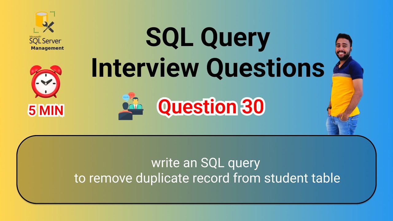 SQL Query Interview Questions 30 | To remove the duplicate records from ...