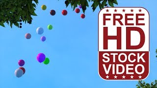 Free Stock Videos – colorful animated balloons flying high on blue sky 3D animation