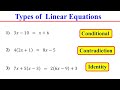 Identifying Types of Linear Equations: Identity, Conditional, Contradiction