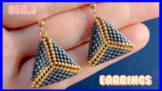 Beads Jewelry Making 🌻 3D Triangle Earrings 🌻Delica🌻Peyote Triangle beaded Jewelry Tutorial 비즈