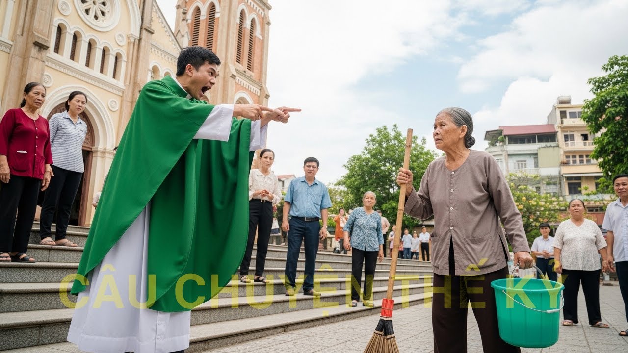 Cha Xứ Trẻ Đuổi Bà Quét Sân Nhà Thờ Trước Mặt Giáo Dân — Một Câu Nói Khiến Cả Giáo Xứ Lặng Người
