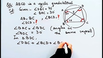 ABCD is cyclic quadrilateral diagonals intersect at E, DBC =70 I BAC =30 find BCD I