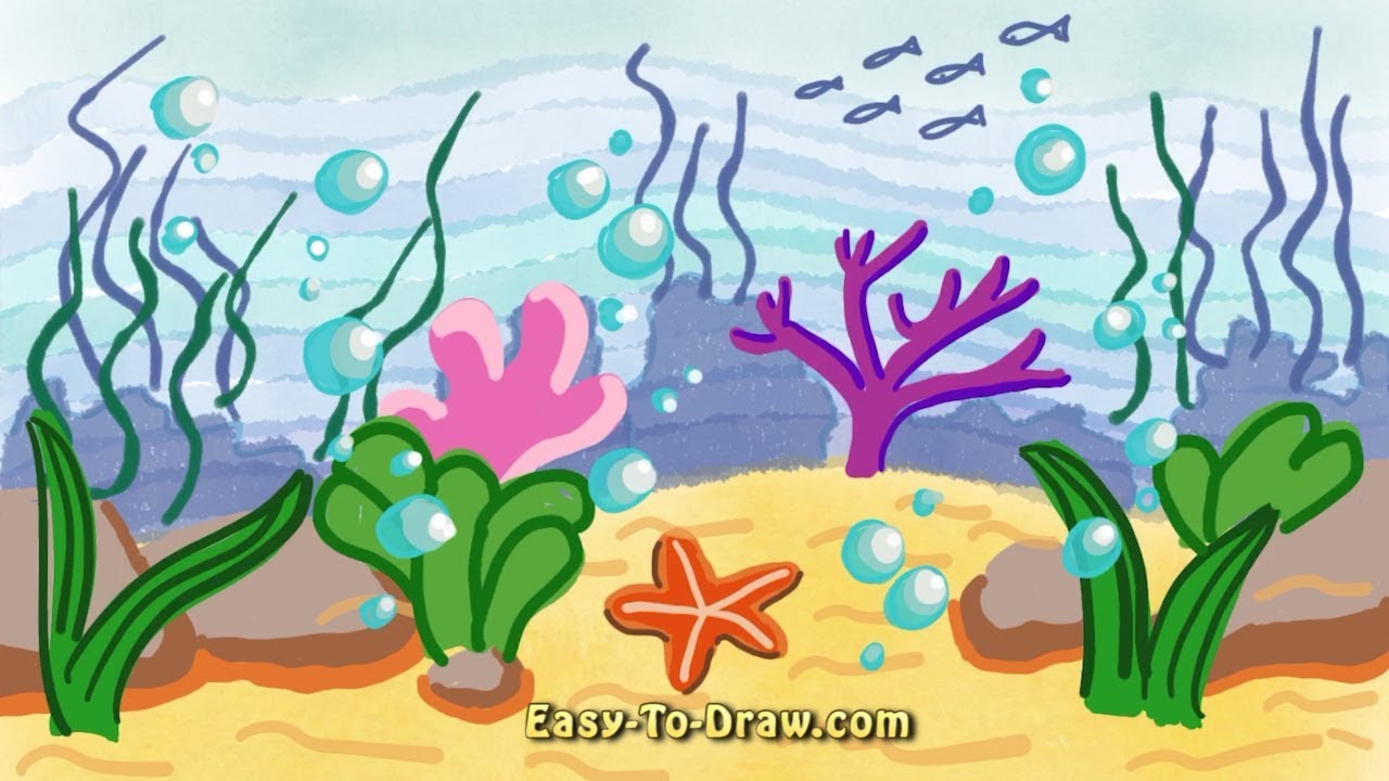 How To Draw Ocean Sea With A Starfish Easy To Draw Com