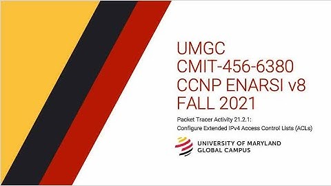 UMGC-Fall 2021 CMIT-456 CCNP ENARSI v8 Packet Tracer Tutorial 21.2.1: Configure Extended IPv4 ACLs