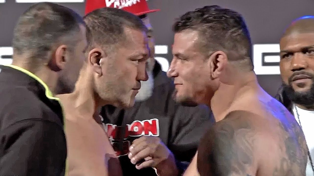 Kubrat Pulev Steps To Frank Mir Both Butt Heads And Stare Each Other Down At Triad Combat Weigh