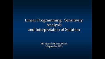 Sensitivity Analysis | Operations Research | 3 September 2023