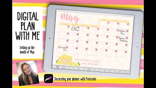 PLAN WITH ME - May Monthly &amp; Digital Planner Sneak Peek! Use Procreate to Design a Monthly Layout