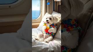 Luxury Cruise Life: Maltese Dog Sipping Cocktail in Style