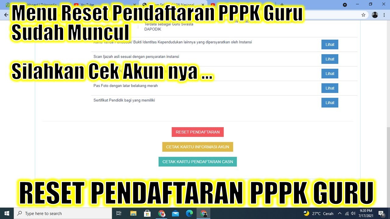 Reset pendaftaran pppk adalah