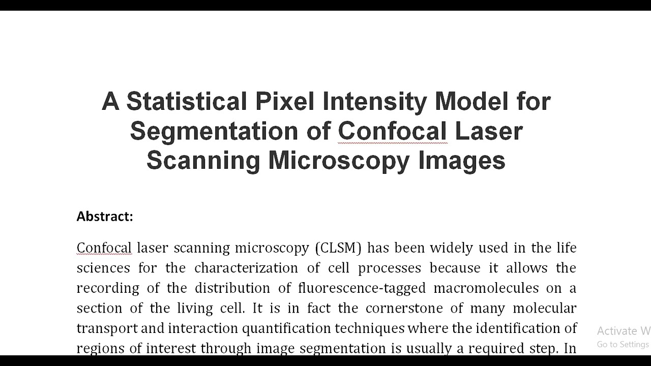 A Statistical Pixel Intensity Model for Segmentation of Confocal Laser Scanning Microscopy Images