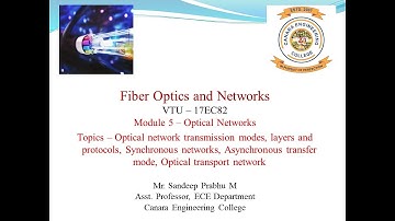 VTU FON 17EC82 M5L3 Optical network transmission modes, layers and protocols, Synchronous networks