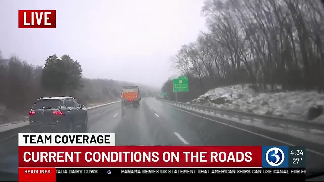 Slick road conditions in the Glastonbury area - YouTube
