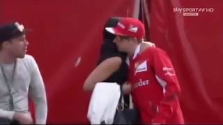 China 2014 Kimi Räikkönen getting comforted by Girlfriend Minttu after the Race