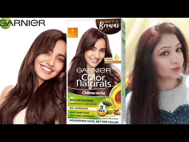 Get Light Brown Hair Color at Home by Garnier Color Naturals | Light Brown 5  Global Highlight Review - YouTube