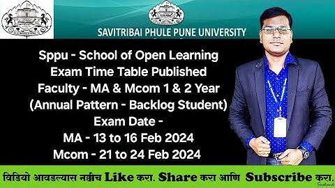 Sppu - SODL - Exam Time Table Published - MA & Mcom 1 & 2 Year - Annual Pattern Backlog Students