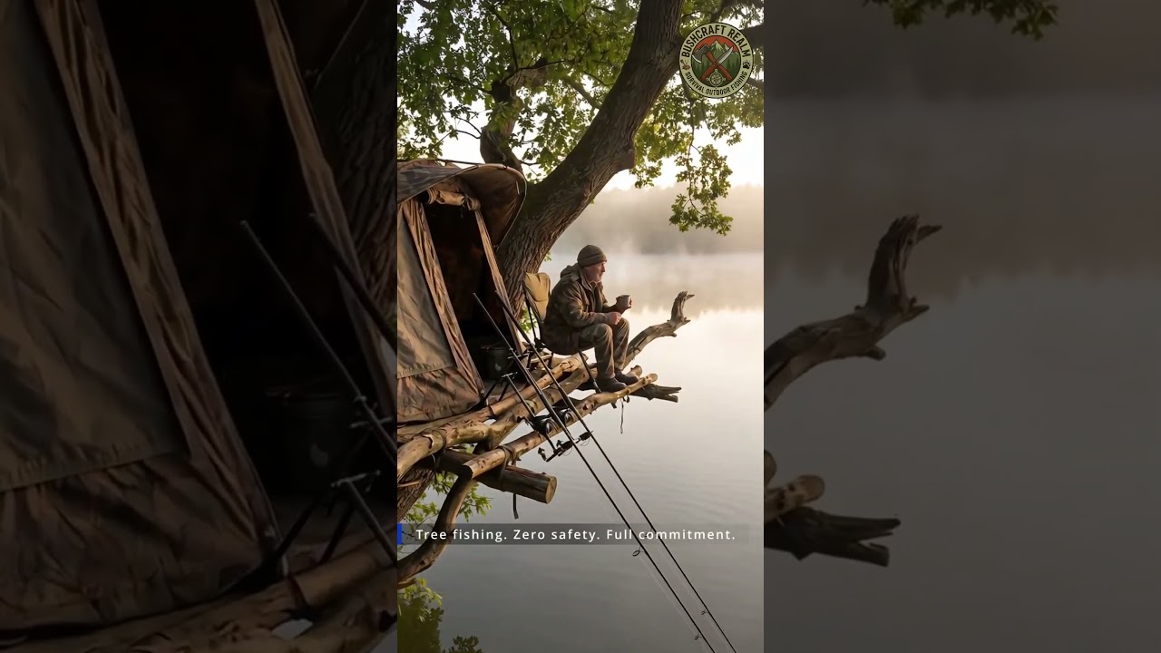 🎣 Tree Carp Fishing Camp | Extreme Carpfishing from a Tree