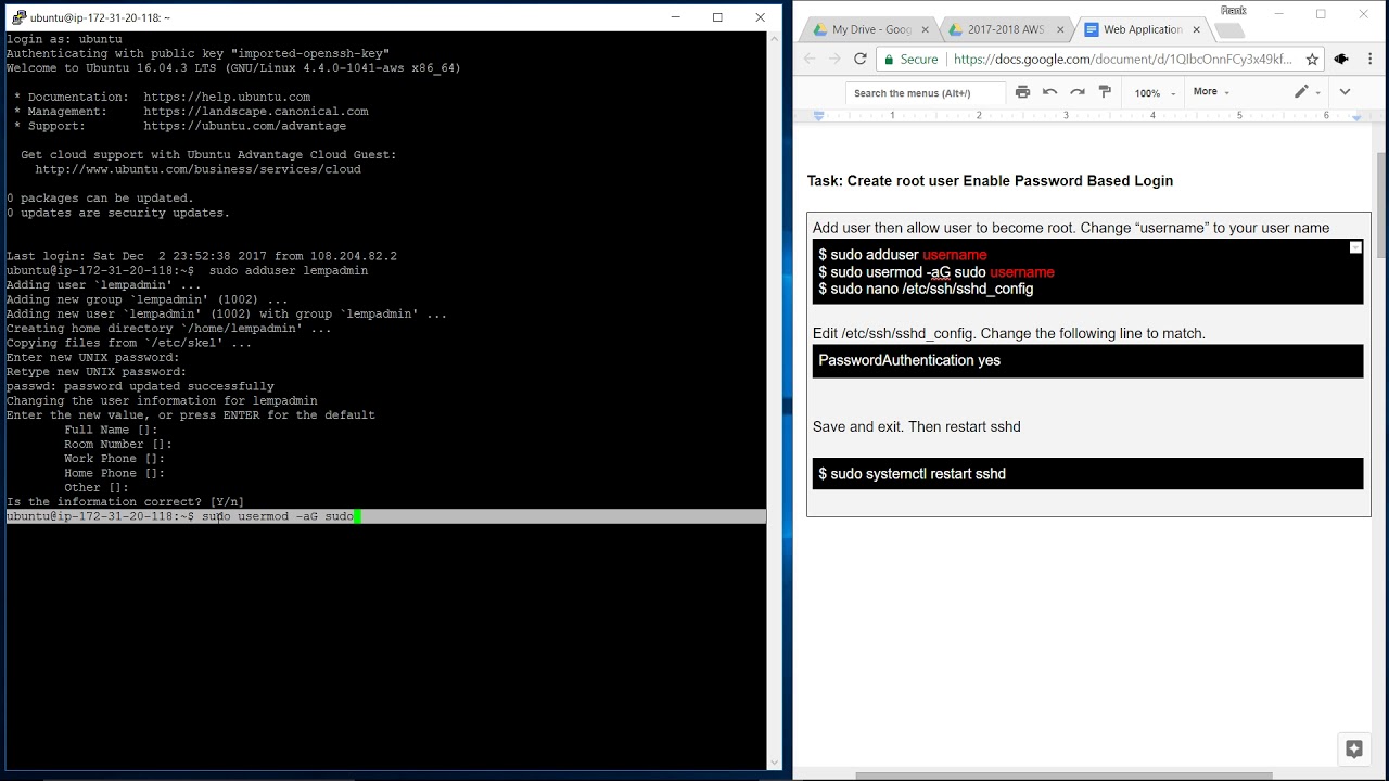 Aws Add Root User And Enable Password Login Youtube