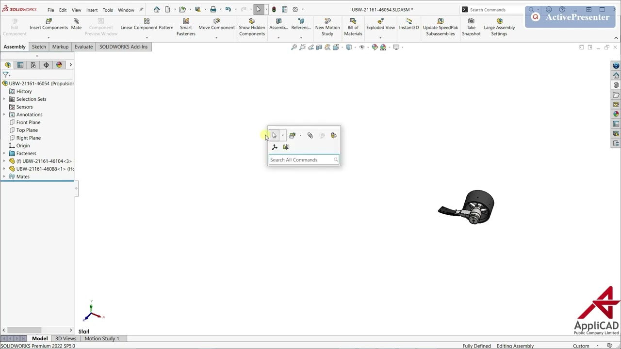 Command Search in Shortcut Bar | SOLIDWORKS 2022