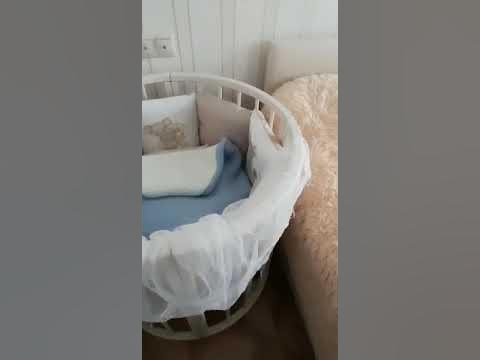 круглая кроватка 8 в 1 для новорожденных, с маятником - YouTube