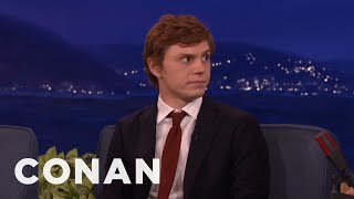 Evan Peters Accidentally Showed Jessica Lange His Junk  - CONAN on TBS