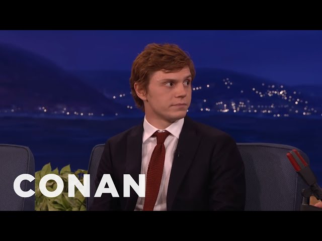 Evan Peters Accidentally Showed Jessica Lange His Junk | CONAN on TBS